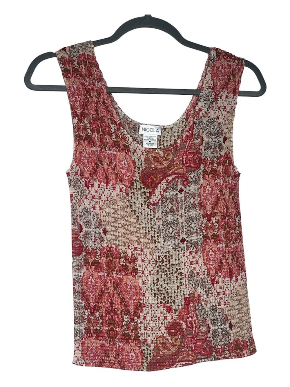Y2K Nicola Top MD 90’s sleeveless smocked paisley print stretch